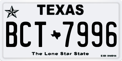 TX license plate BCT7996