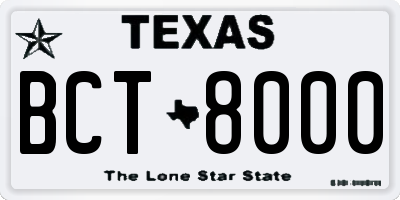 TX license plate BCT8000