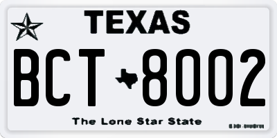 TX license plate BCT8002