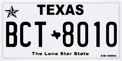 TX license plate BCT8010