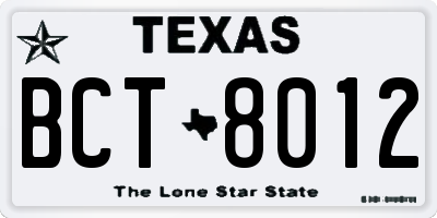 TX license plate BCT8012