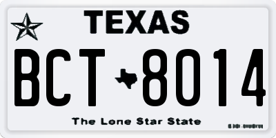 TX license plate BCT8014