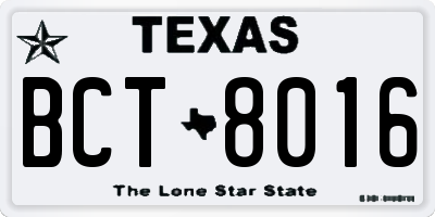 TX license plate BCT8016