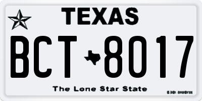 TX license plate BCT8017