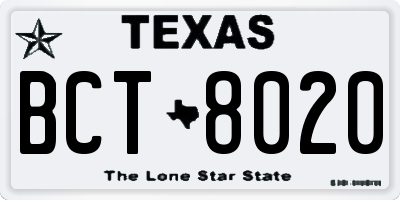 TX license plate BCT8020