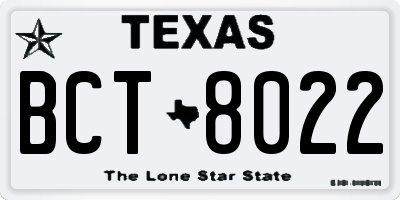 TX license plate BCT8022