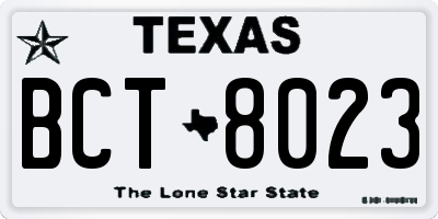 TX license plate BCT8023