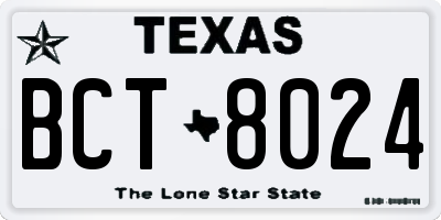 TX license plate BCT8024