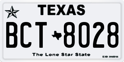 TX license plate BCT8028