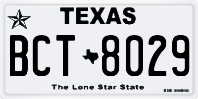 TX license plate BCT8029