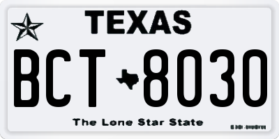TX license plate BCT8030