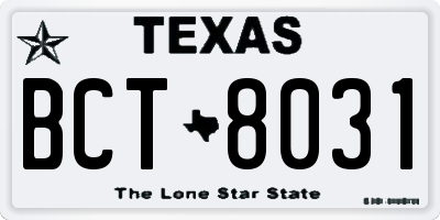 TX license plate BCT8031