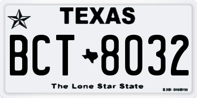 TX license plate BCT8032