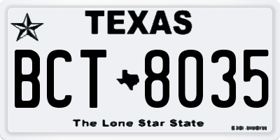 TX license plate BCT8035