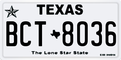 TX license plate BCT8036