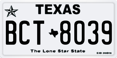 TX license plate BCT8039