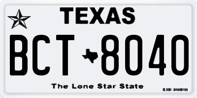 TX license plate BCT8040