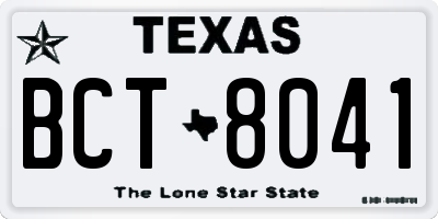 TX license plate BCT8041