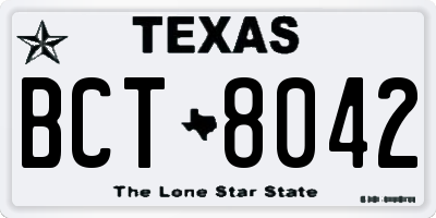 TX license plate BCT8042