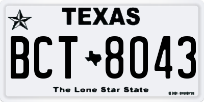 TX license plate BCT8043