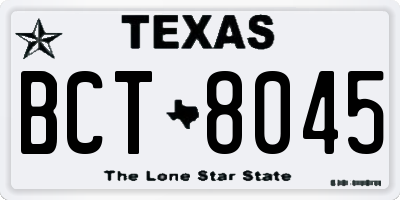 TX license plate BCT8045