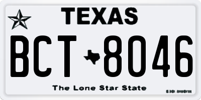 TX license plate BCT8046