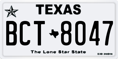 TX license plate BCT8047