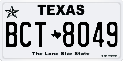 TX license plate BCT8049