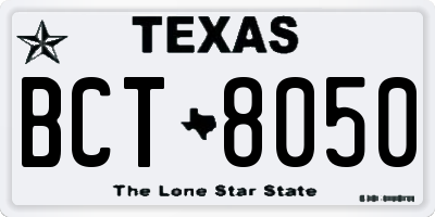 TX license plate BCT8050