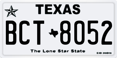 TX license plate BCT8052