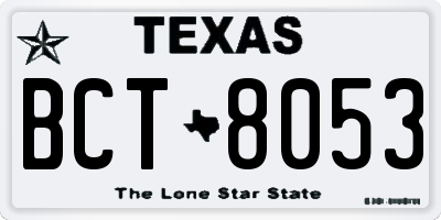 TX license plate BCT8053
