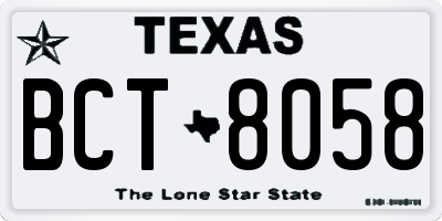 TX license plate BCT8058