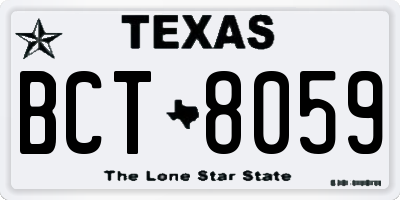 TX license plate BCT8059
