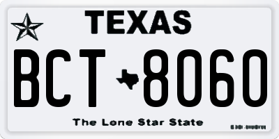 TX license plate BCT8060