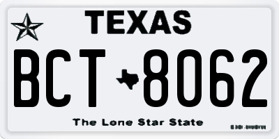 TX license plate BCT8062