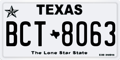 TX license plate BCT8063