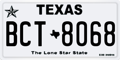 TX license plate BCT8068