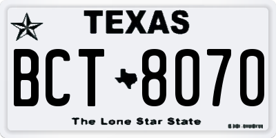 TX license plate BCT8070