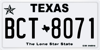 TX license plate BCT8071