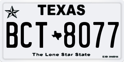 TX license plate BCT8077