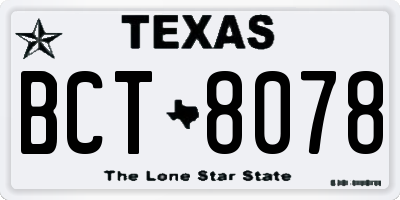 TX license plate BCT8078