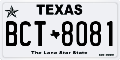TX license plate BCT8081