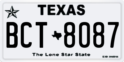 TX license plate BCT8087
