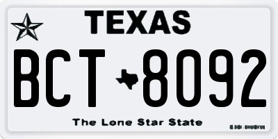 TX license plate BCT8092