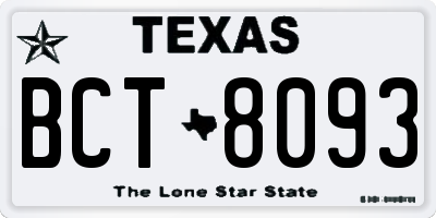 TX license plate BCT8093