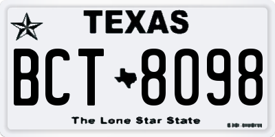 TX license plate BCT8098