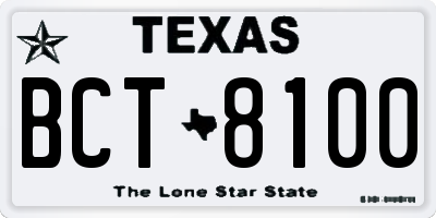 TX license plate BCT8100