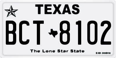 TX license plate BCT8102
