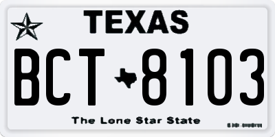 TX license plate BCT8103