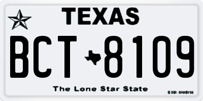 TX license plate BCT8109
